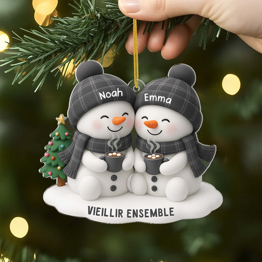 6452OFR2 effet dimpression 3d ornement noel acrylique personnalise couple bonhomme de neige 6452o8v5g