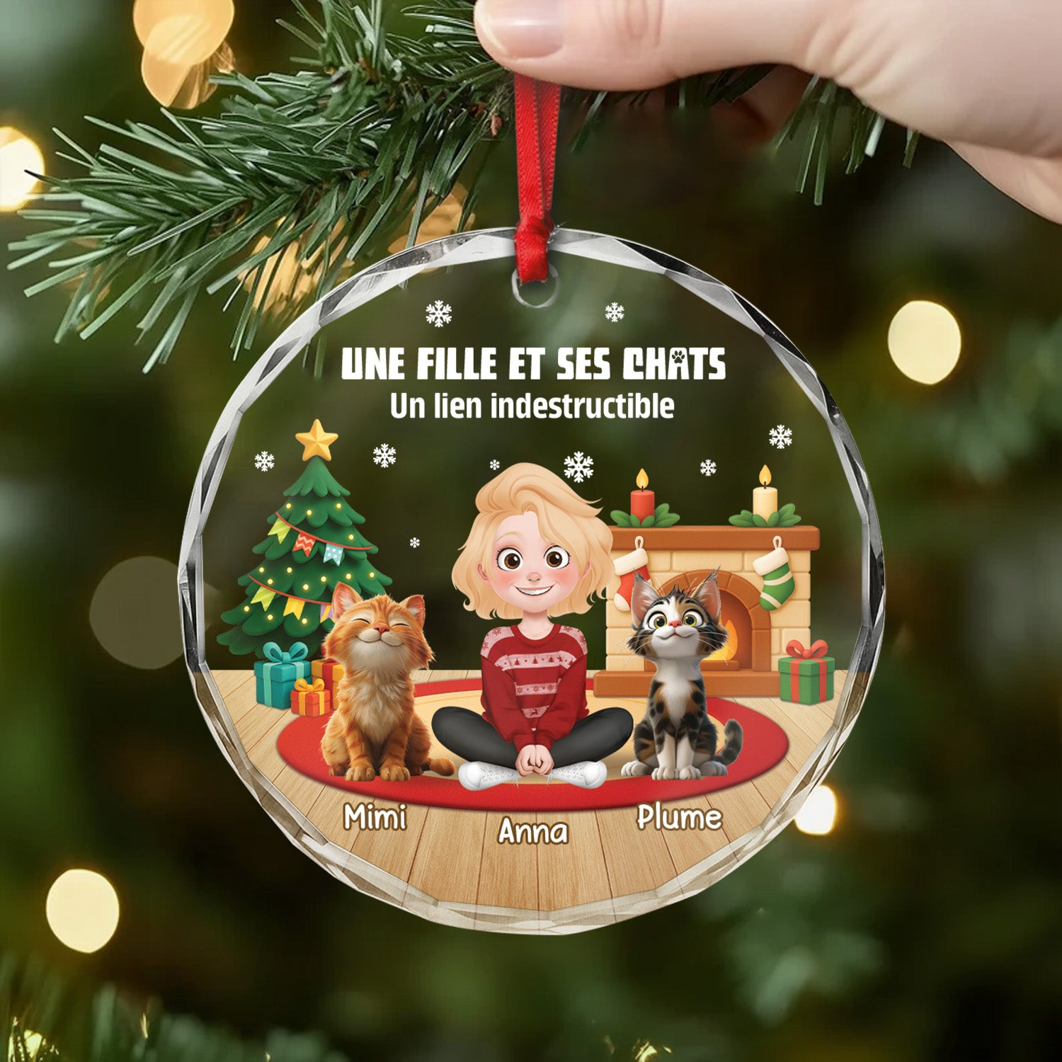 6454OFR1 ornement en verre personnalise un garcon et ses chiens a noel 6454okltd_2