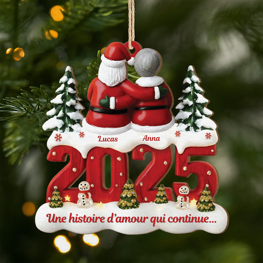 6455OFR1 ornement noel en bois a 1 couche personnalise couple une histoire d_amour 6455otqtg