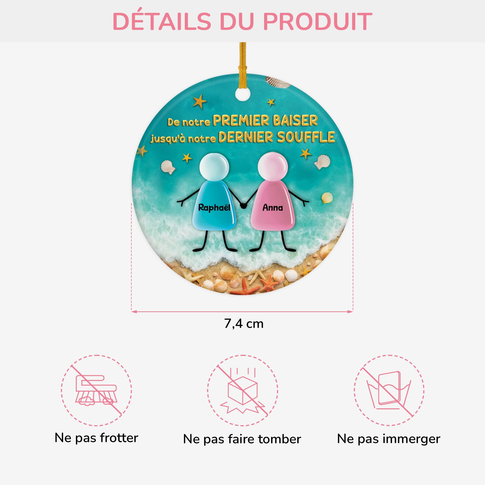 6463OFR3 ornement noel ceramique personnalise couple de notre premier baiser 6463otvqg