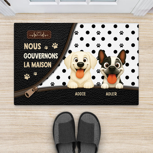 6464DFR2 paillasson personnalise chien nous gouvernons la maison 6464d6v5c