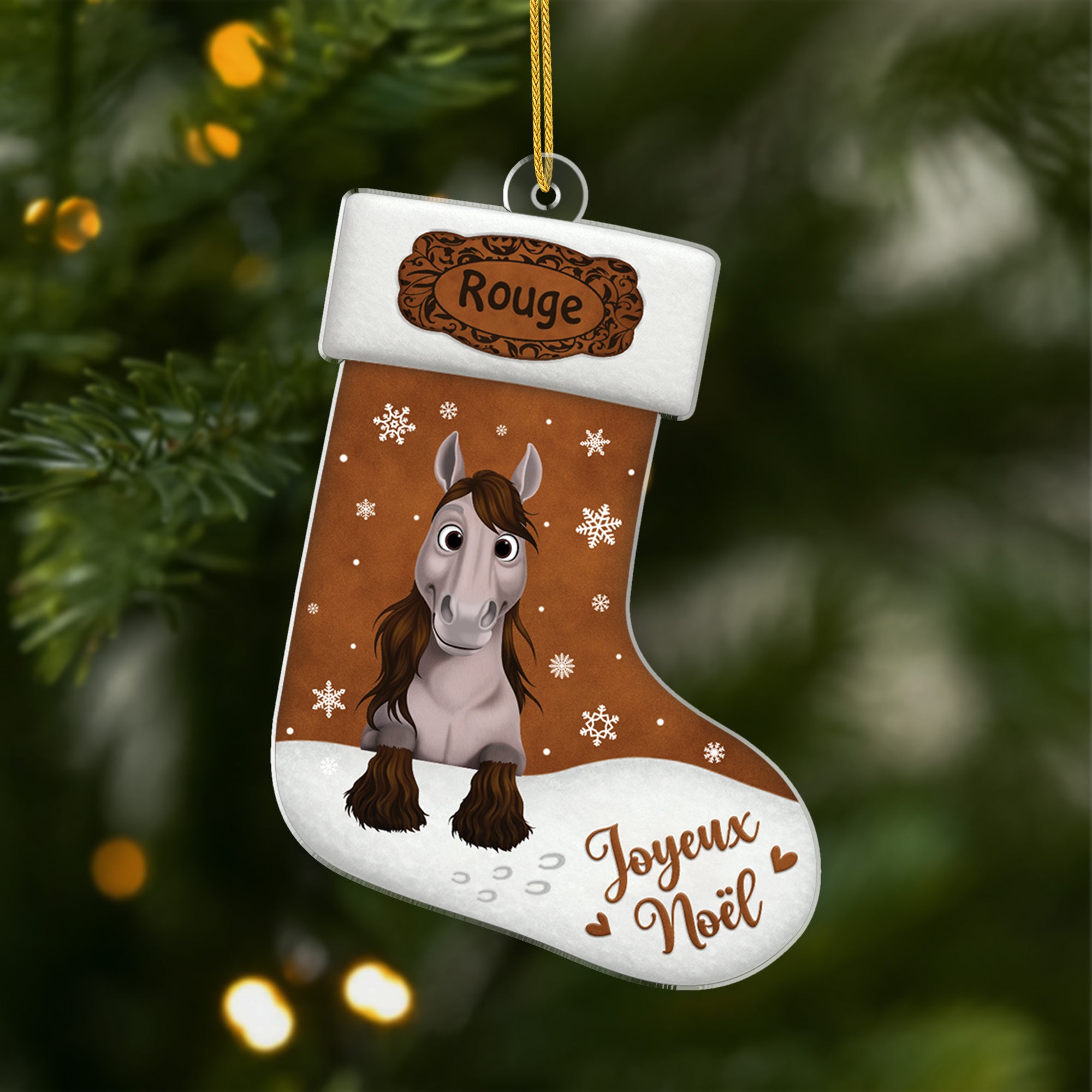 6468OFR1 ornement acrylique personnalise joyeux noel cheval 6468okvmu