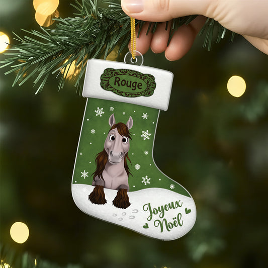 6468OFR2 ornement acrylique personnalise joyeux noel cheval 6468okvmu
