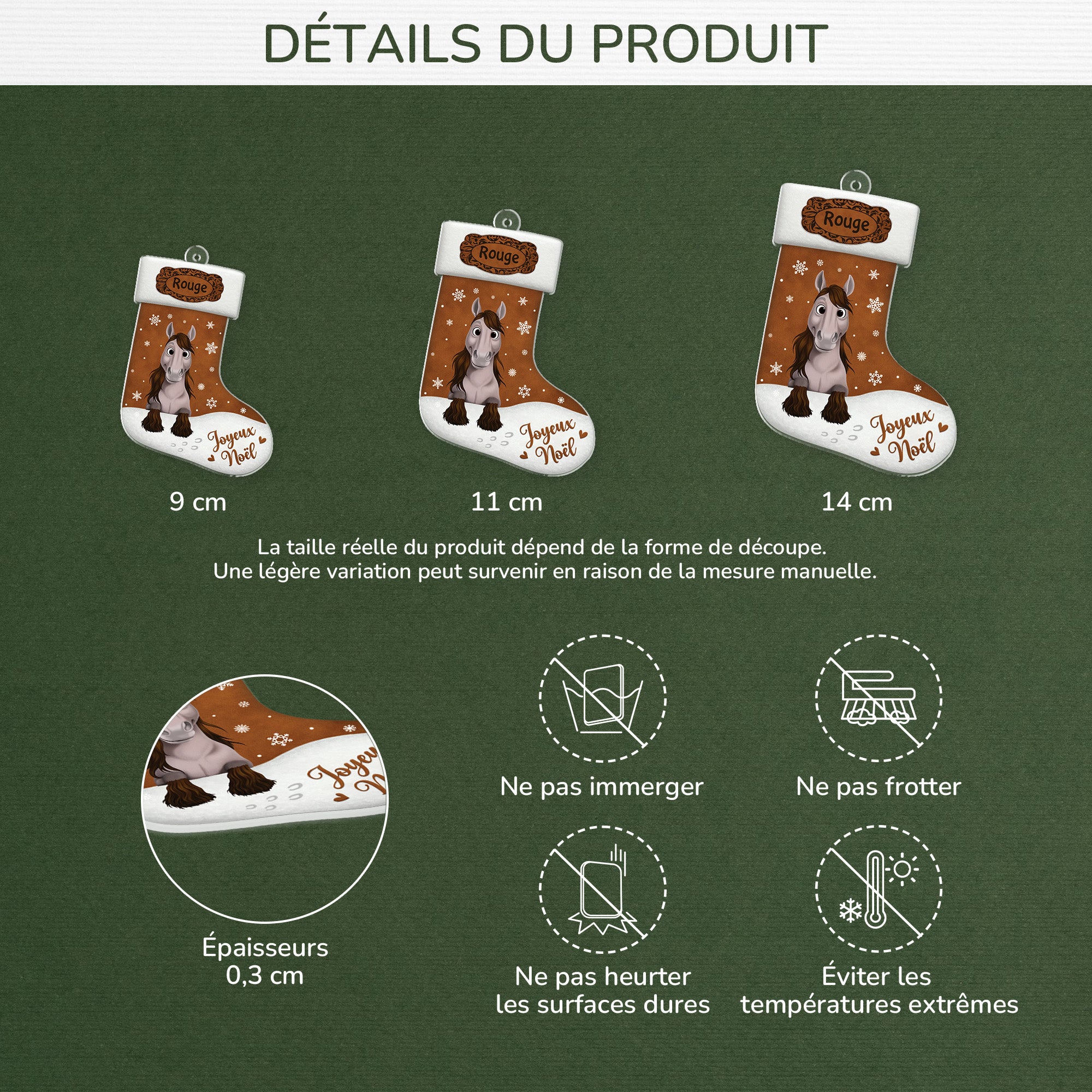 6468OFR3 ornement acrylique personnalise joyeux noel cheval 6468okvmu