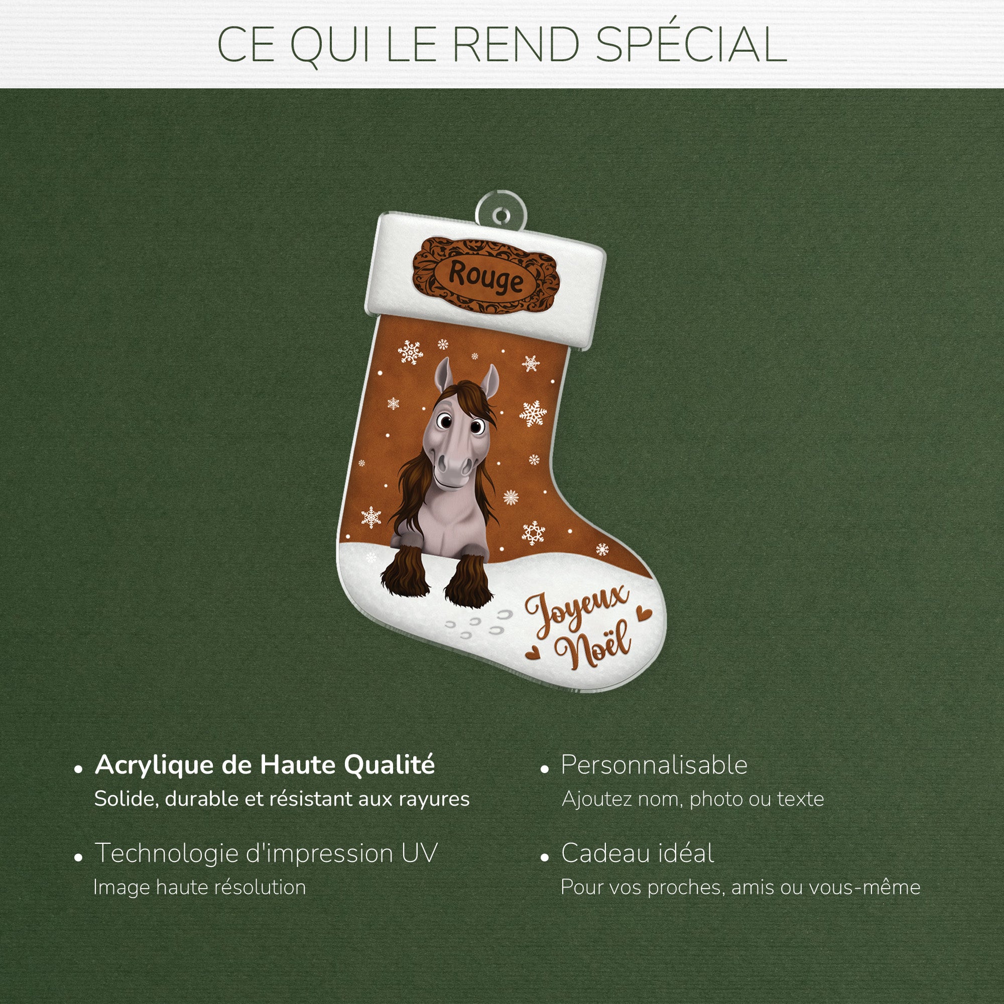 6468OFR4 ornement acrylique personnalise joyeux noel cheval 6468okvmu