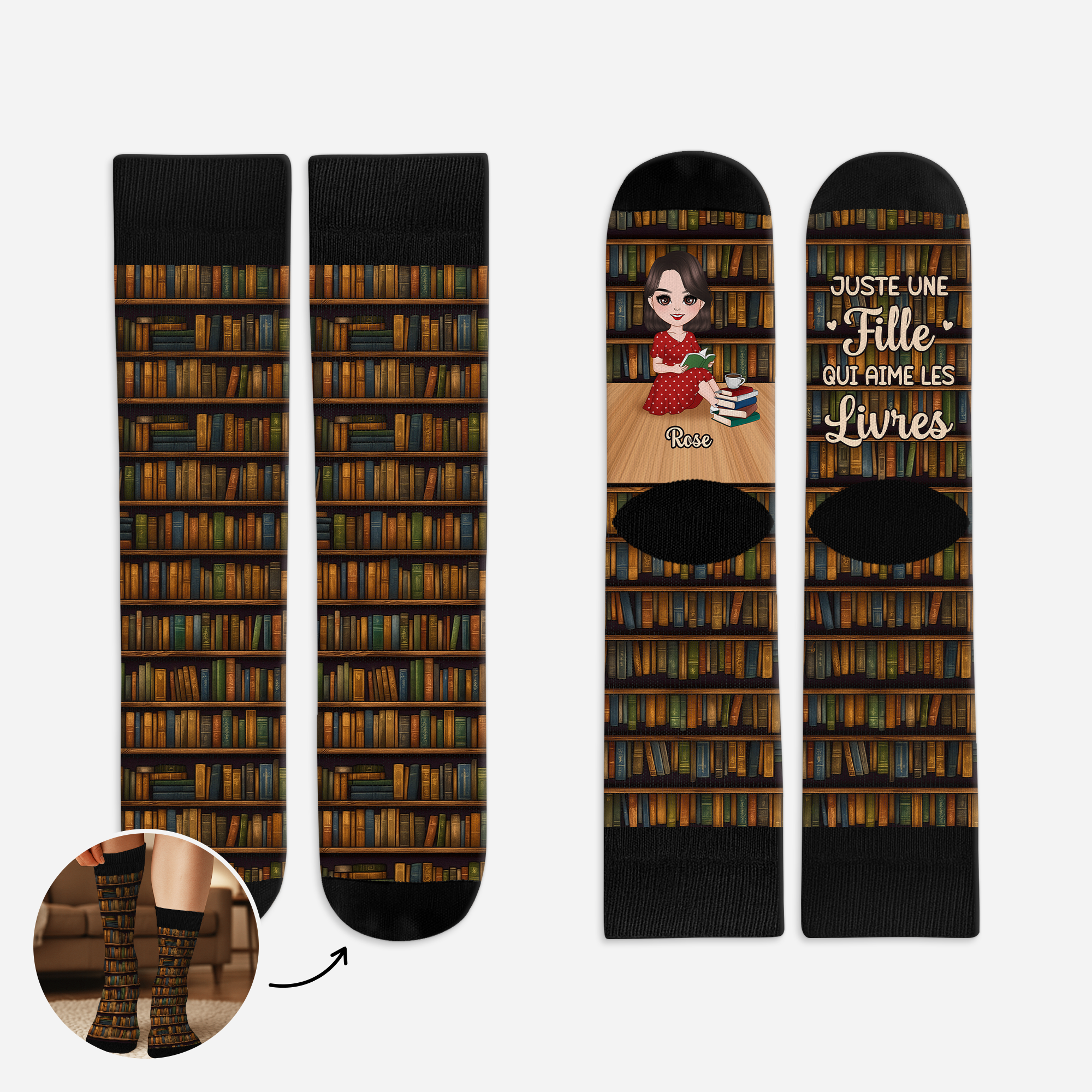 6471JFR1 chaussettes personnalisees pour une fan de lecture_ aimer les livres 6471j8tma