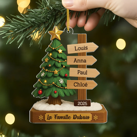 6480OFR2 ornement noel acrylique personnalise avec prenom notre sapin de noel famille 6480otpwi
