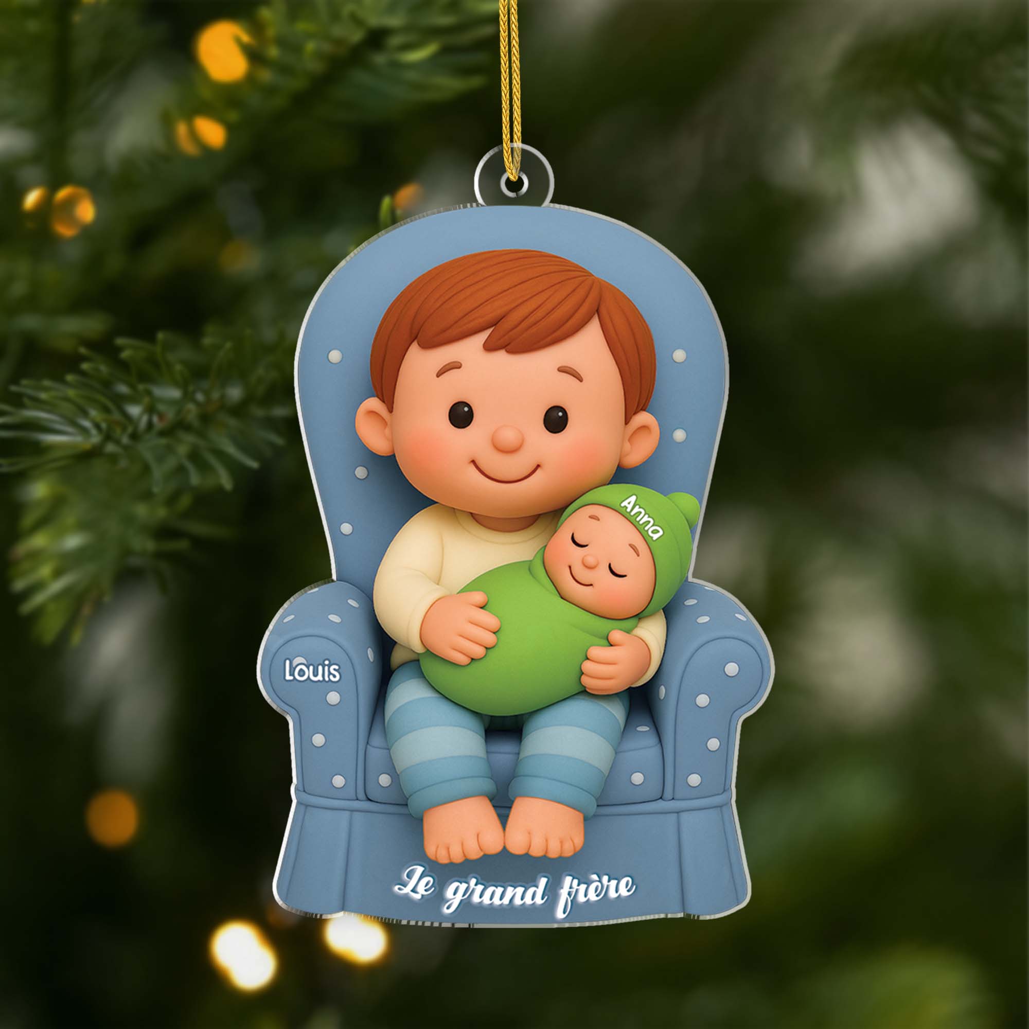 6481OFR1 ornement noel acrylique personnalise enfant grand frere grande soeur 6481okvte