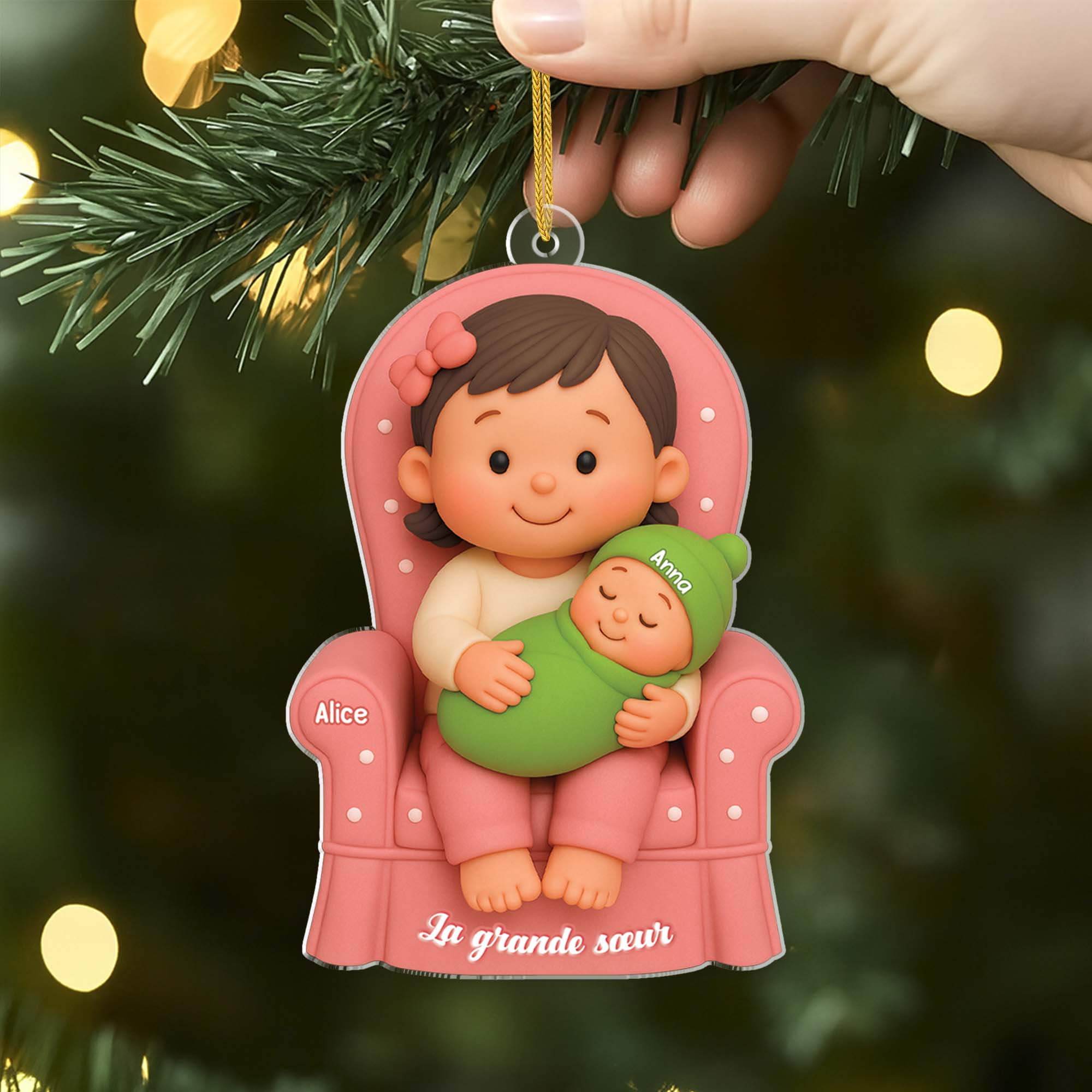 6481OFR2 ornement noel acrylique personnalise enfant grand frere grande soeur 6481okvte