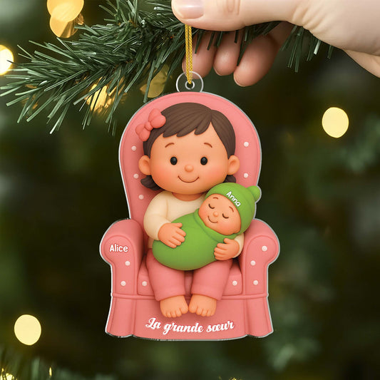 6481OFR2 ornement noel acrylique personnalise enfant grand frere grande soeur 6481okvte