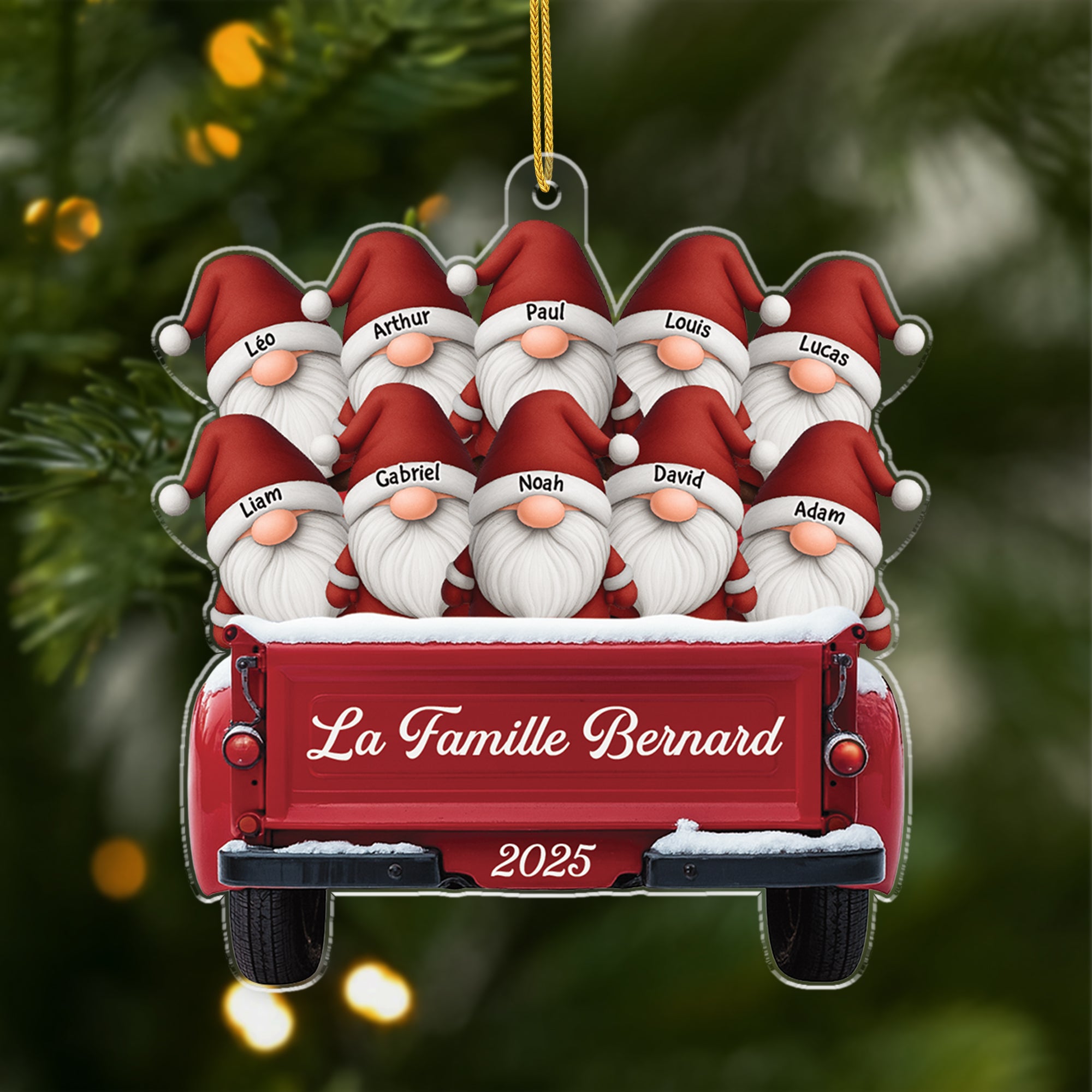 6482OFR1 effet dimpression 3d ornement noel acrylique personnalise grande famille de gnome 6482o8vzi