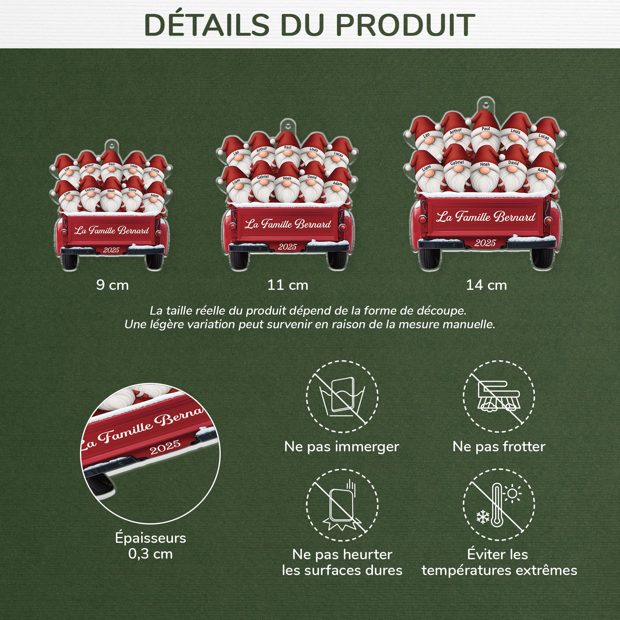 6482OFR3 effet dimpression 3d ornement noel acrylique personnalise grande famille de gnome 6482o8vzi