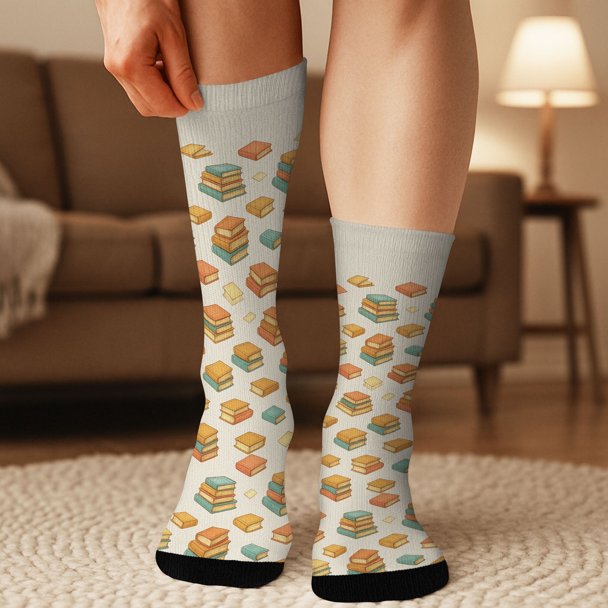 6485JFR3 chaussettes personnalisees pour fan de lecture chut je lis mes livres 6485j8vta
