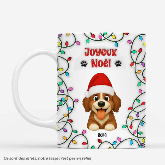 6487MFR1 effet dimpression 3d mug noel personnalise lumieres de noel et mon chien 6487mkmac