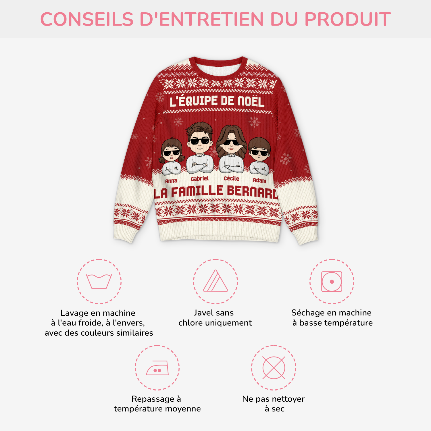6488WFR4 pull moche de noel personnalise voici ma bande de noel 6488w8ymi