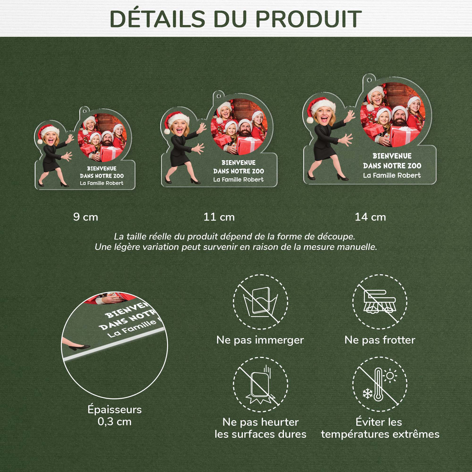 6491OFR3 ornement noel acrylique personnalise famille avec photo bienvenue dans notre zoo 6491o8vzi