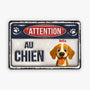 6499EFR1 effet dimpression 3d plaque metal personnalisee attention au chien 6499etvac