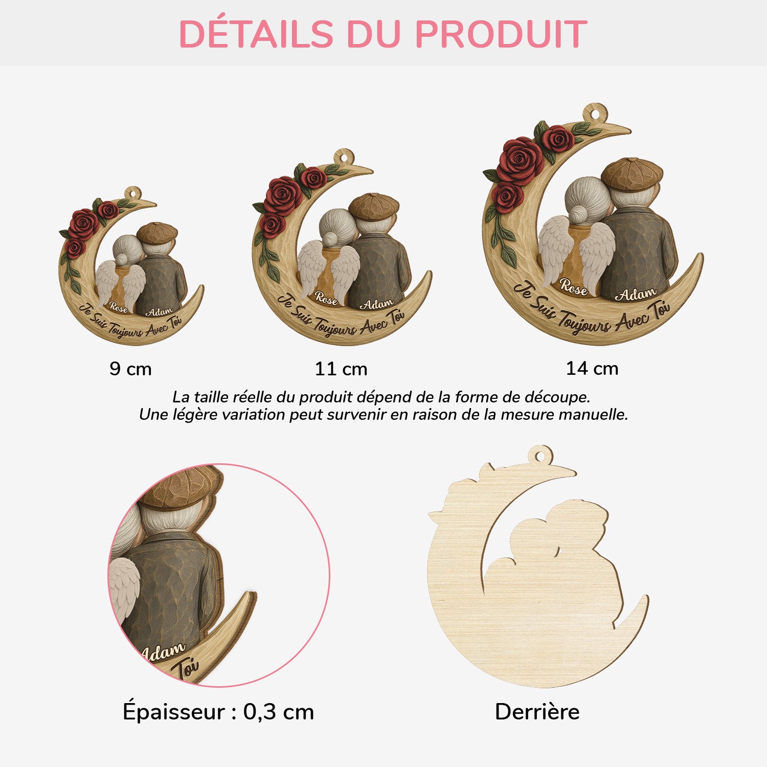 6508OFR3 ornement noel en bois a 1 couche personnalise commemoratif couple toujours avec toi 6508o3qag