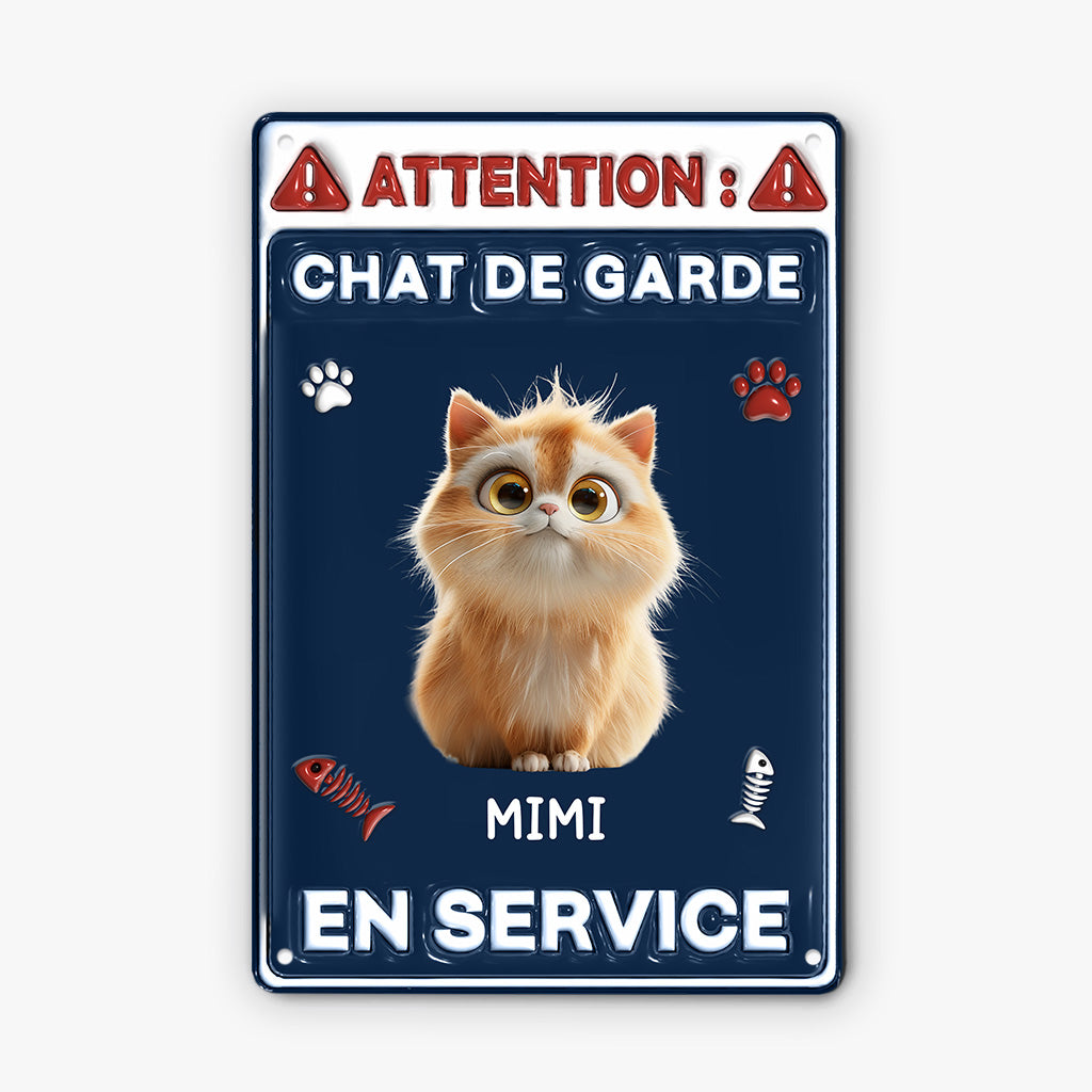 6509EFR1 effet dimpression 3d plaque en metal personnalisee chat de garde en patrouille 6509ekltd_1