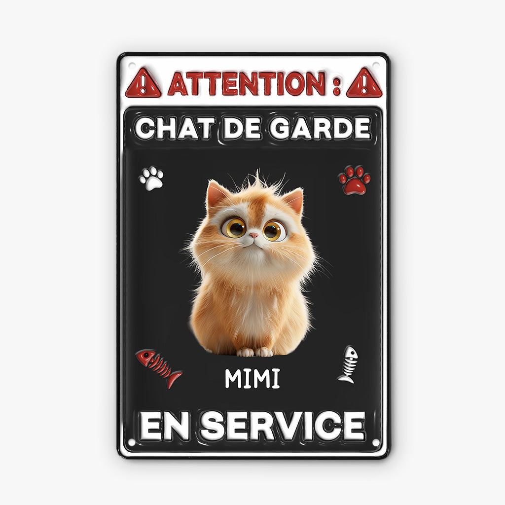 6509EFR1 effet dimpression 3d plaque en metal personnalisee chat de garde en patrouille 6509ekltd_2
