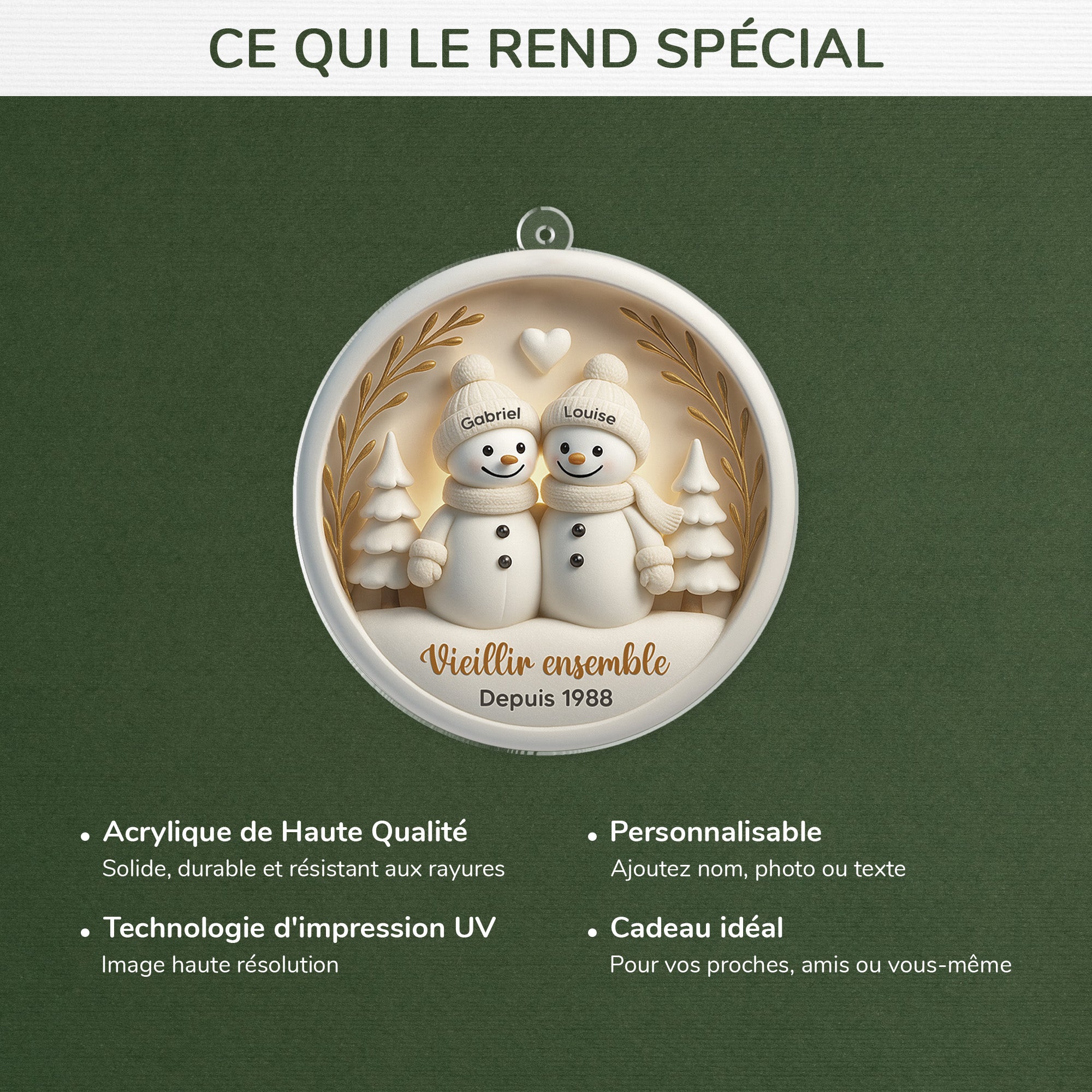 6515OFR4 effet dimpression 3d ornement acrylique personnalise couple vieillir ensemble de noel blanc 6515o8vmg