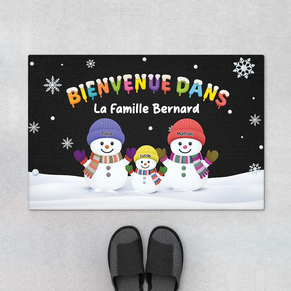 6516DFR1 paillasson de noel personnalise bienvenue dans notre famille 6516dtlni_1