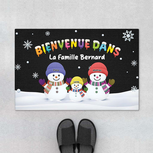 6516DFR1 paillasson de noel personnalise bienvenue dans notre famille 6516dtlni_1