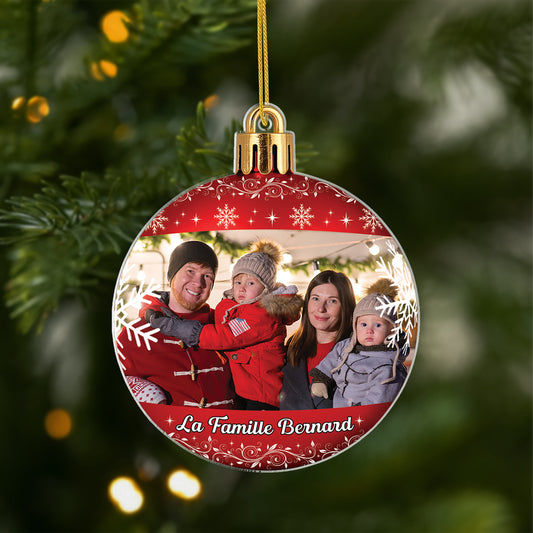 6522OFR1 effet dimpression 3d ornement acrylique personnalise famille avec photo boule de noel rouge_ 6522o3qci