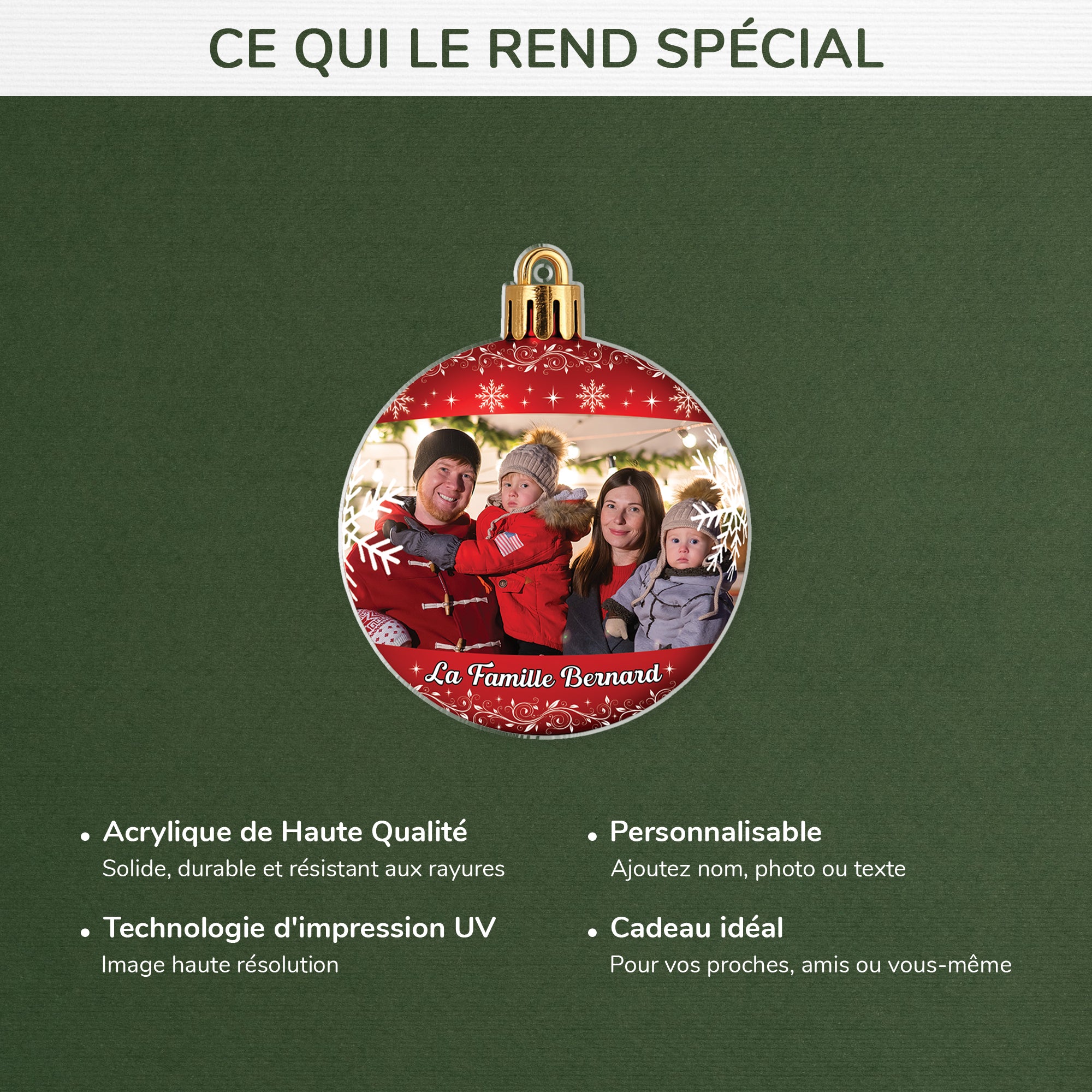 6522OFR4 effet dimpression 3d ornement acrylique personnalise famille avec photo boule de noel rouge_ 6522o3qci