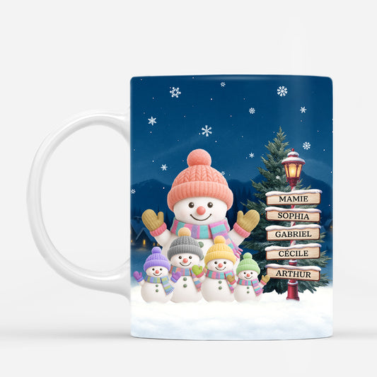 6525MFR1 mug de noel personnalise papy mamie et bonhommes de neige 6525m3tma