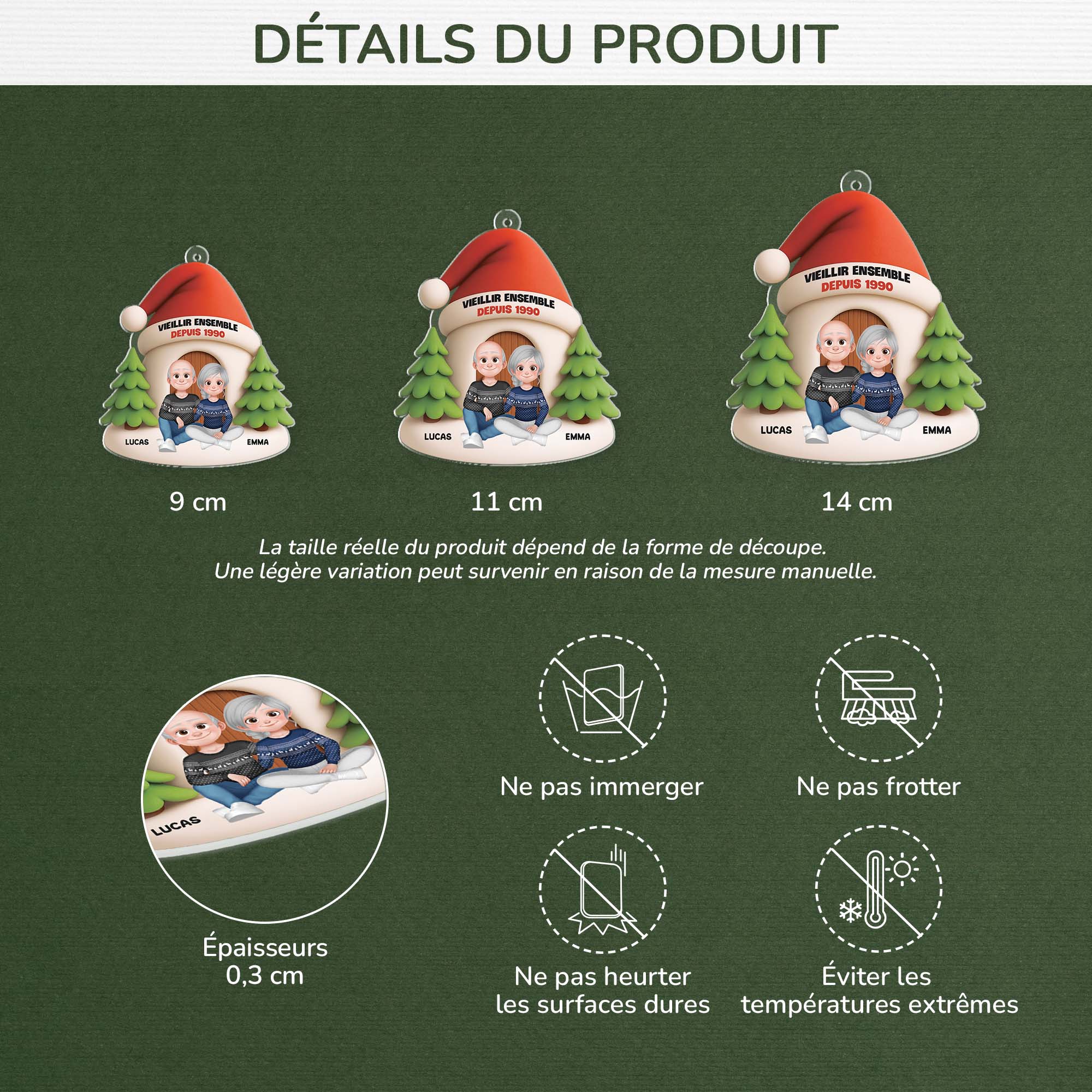 6526OFR3 effet dimpression 3d ornement noel acrylique personnalise couple sembeter lun lautre 6526okl5g