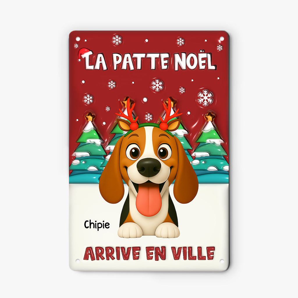 6527EFR1 effet dimpression 3d plaque en metal personnalisee la patte noel avec chien 6527e3ktc
