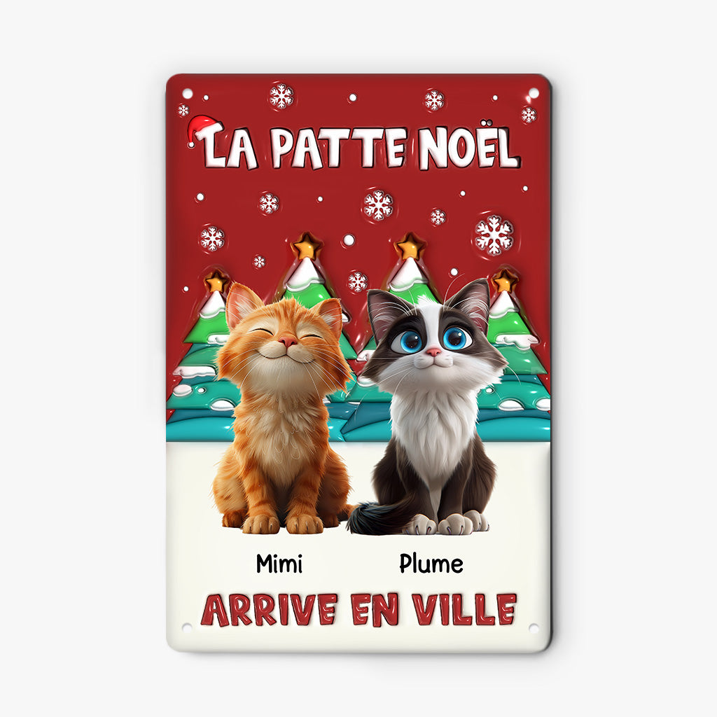 6527EFR2 effet dimpression 3d plaque en metal personnalisee la patte noel avec chat 6527e3ktd