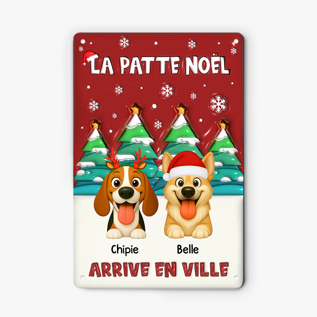 6527EFR2 effet dimpression 3d plaque en metal personnalisee la patte noel avec chien 6527e3ktc