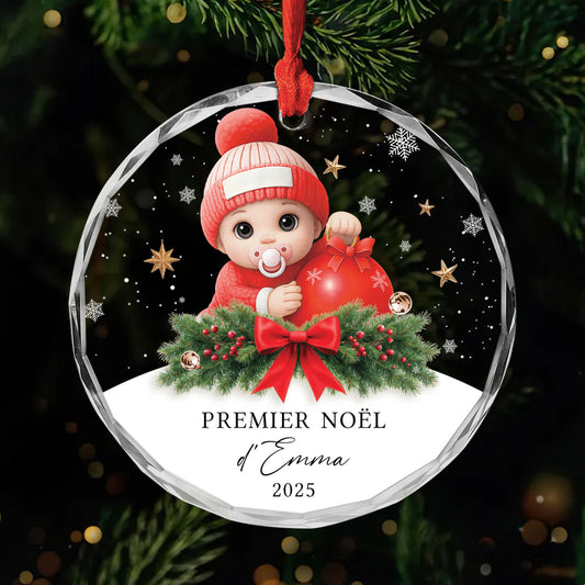 6533OFR1 ornement de noel en verre personnalise pour bebe premier noel avec bonnet 6533okv5k