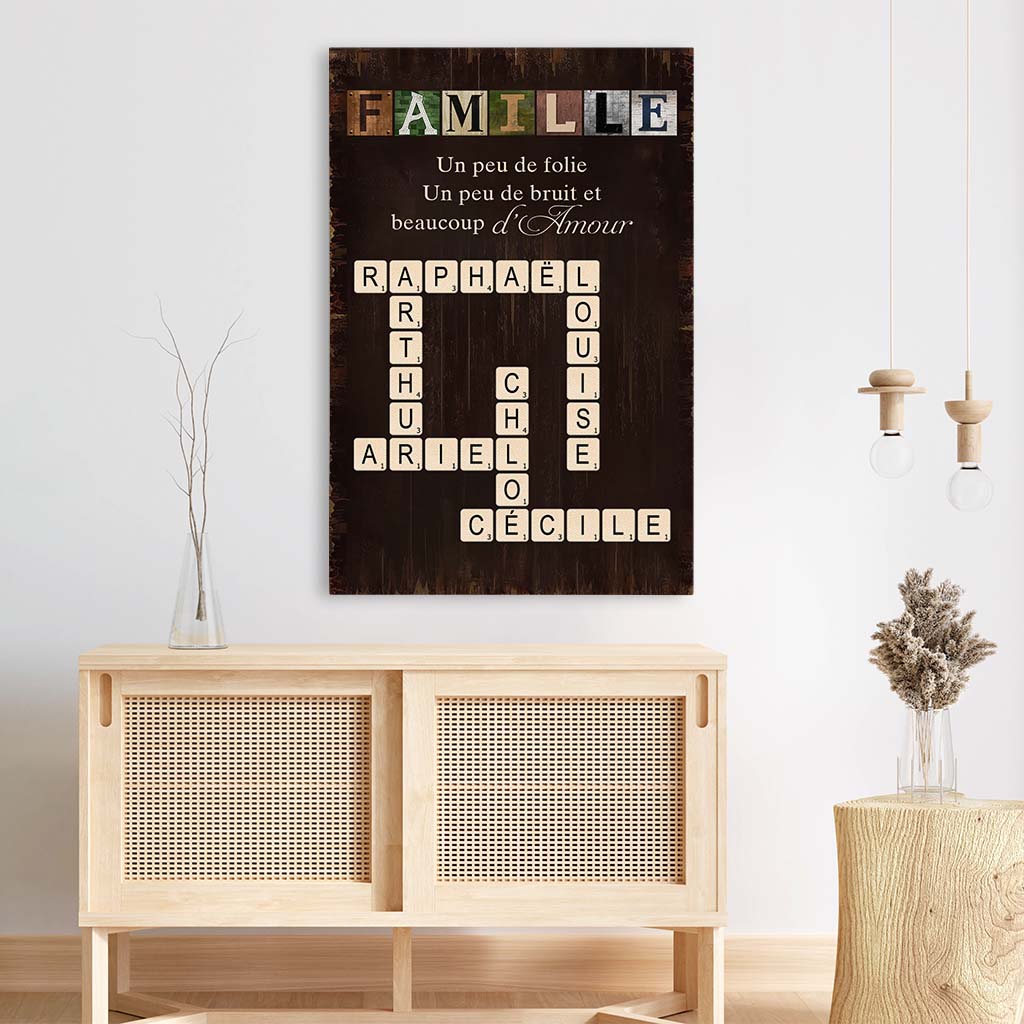 6542CFR3 toile personnalisee avec mots croises beaucoup d_amour de famille 6542c8zzi