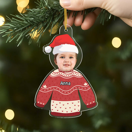 6544OFR2 ornement noel acrylique personnalise pour ellelui pull drole avec photo enfant 6544o6vta