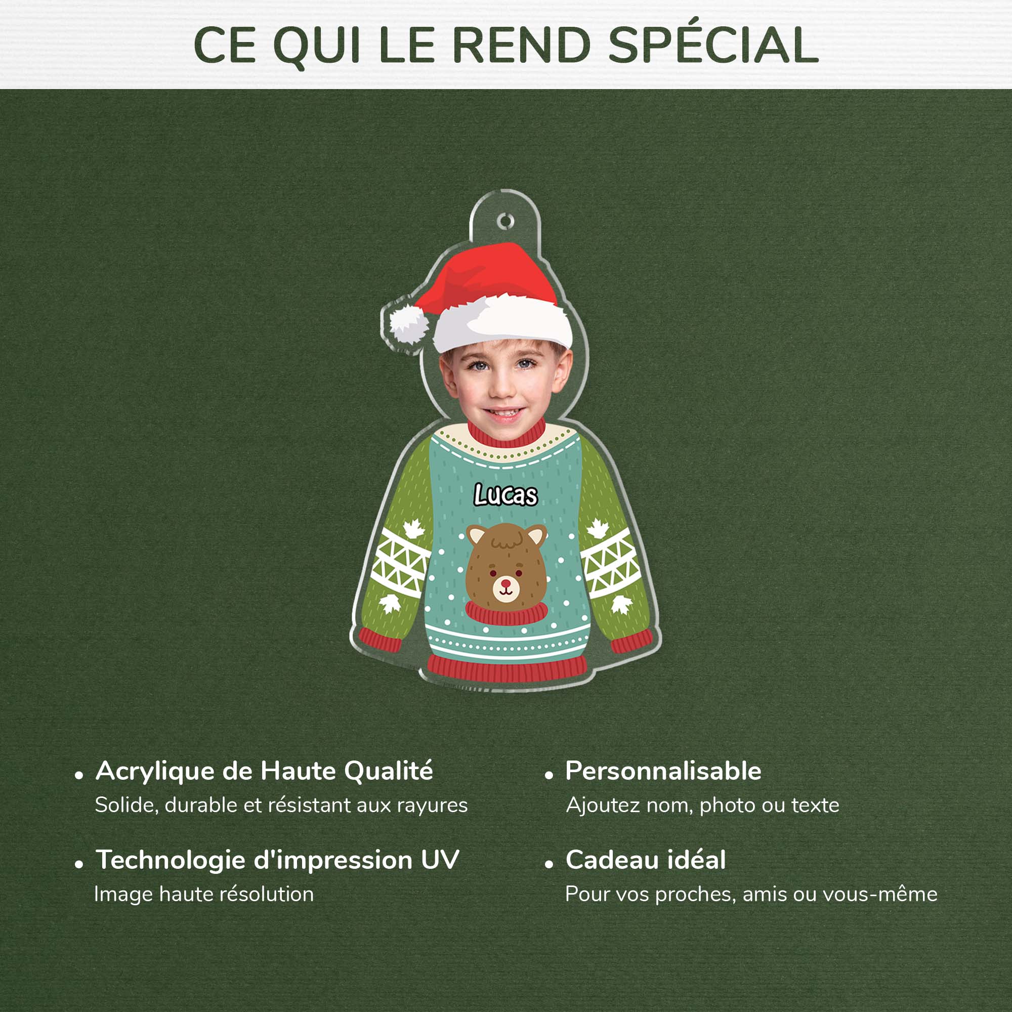 6544OFR4 ornement noel acrylique personnalise pour ellelui pull drole avec photo enfant 6544o6vta