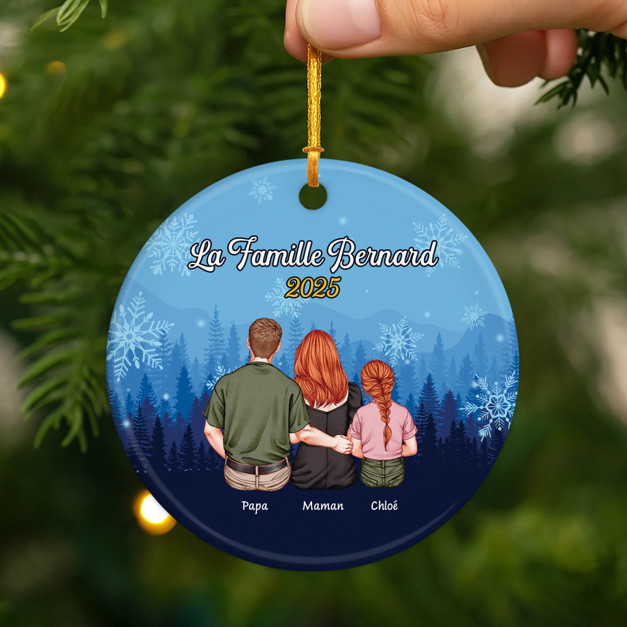 6545OFR2 ornement noel ceramique personnalise couple avec chien et chat la nuit etoilee de famille 6545o6zai