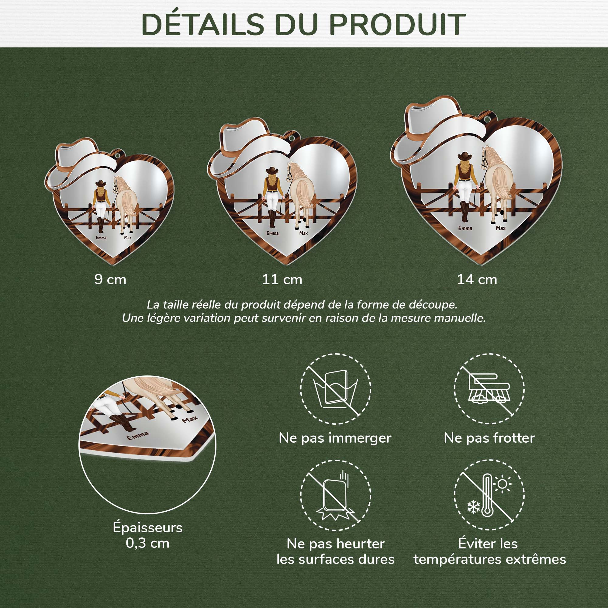 6546OFR3 ornement acrylique personnalise personne qui aime les chevaux 6546o6pau