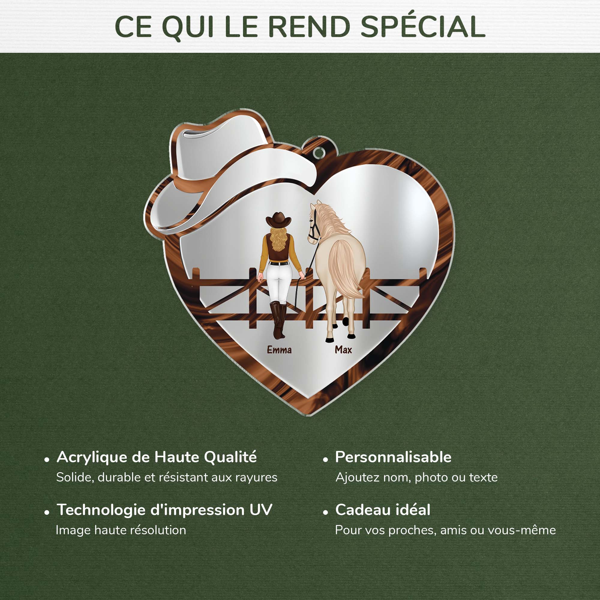 6546OFR4 ornement acrylique personnalise personne qui aime les chevaux 6546o6pau