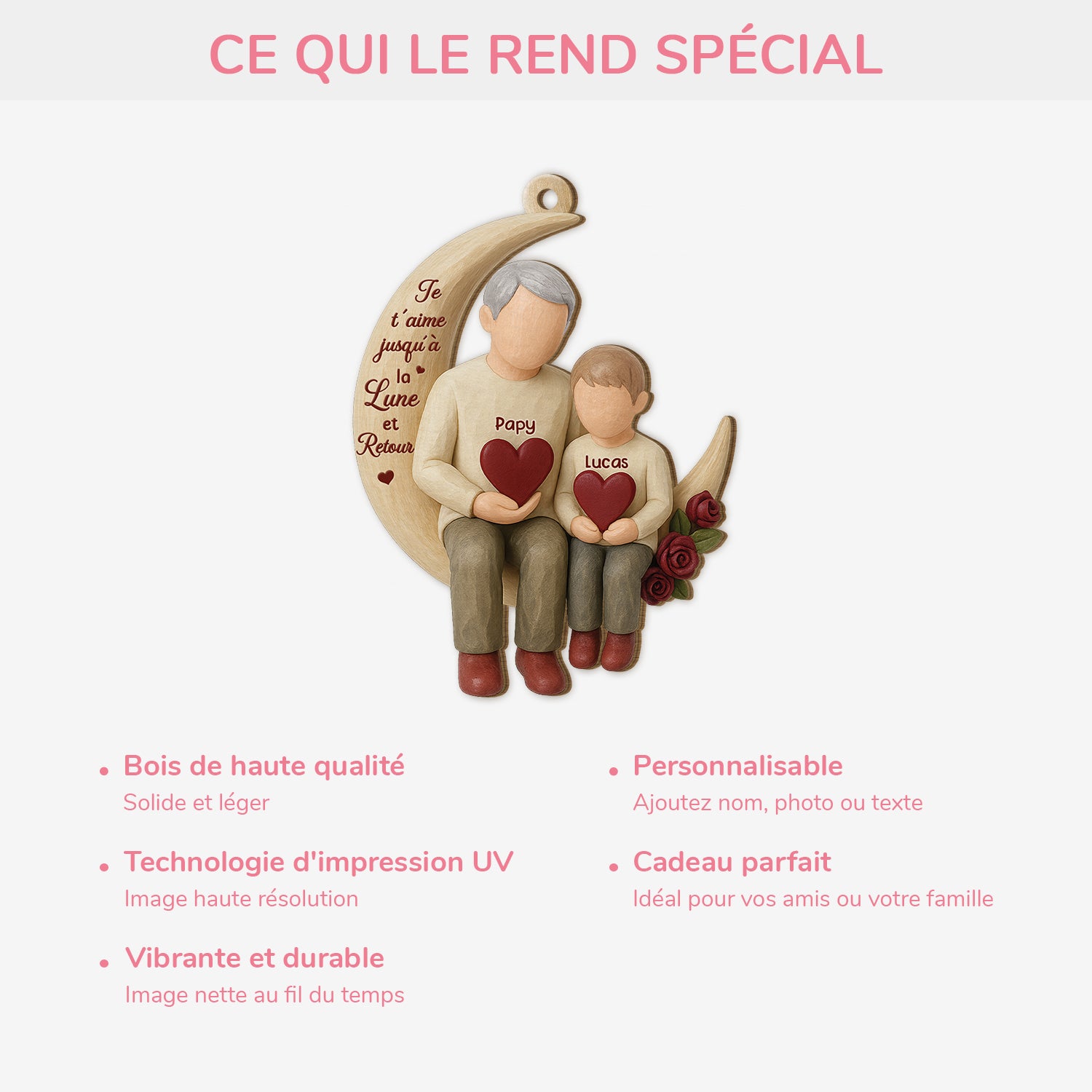 6550OFR1 effet dimpression 3d ornement noel en bois a 1 couche personnalise papymamie jusqua la lune et retour 6550o6lzb_4