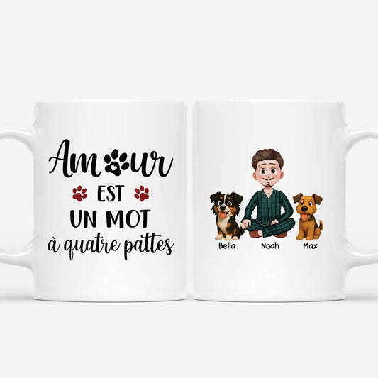 6555MFR1 mug personnalise chien amour est un mot a quatre pattes 6555m6ttc