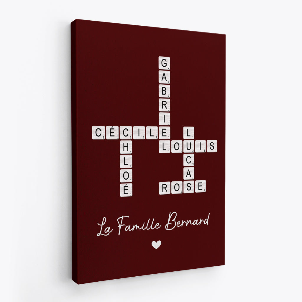 6560CFR2 toile personnalisee noire on appelle la famille avec mots croises 6560c6vai