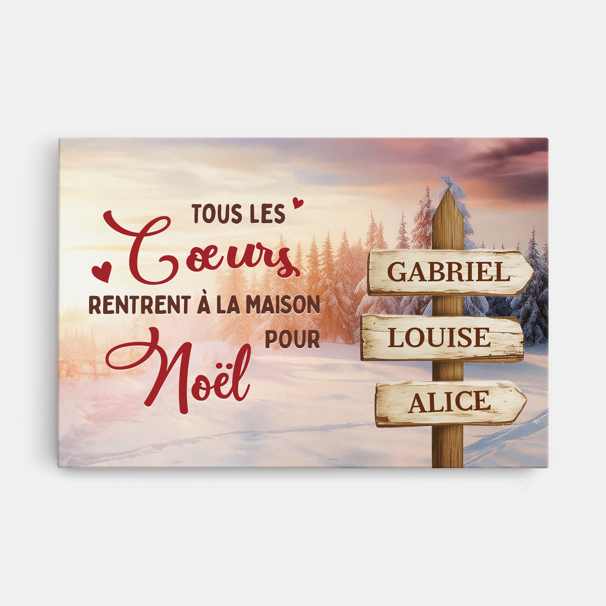 6561CFR1 toile personnalise famille avec prenom rentrer a la maison pour noel 6561c6tti