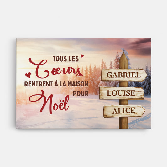 6561CFR1 toile personnalise famille avec prenom rentrer a la maison pour noel 6561c6tti