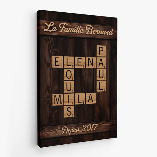 6565CFR2 toile personnalisee avec mots croises la famille depuis 6565c8zzi