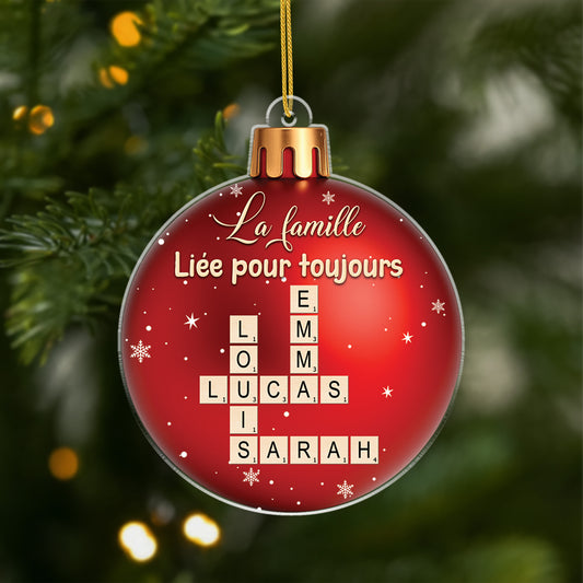 6568OFR1 effet dimpression 3d ornement acrylique personnalise famille et fratrie boule de noel avec mots croises 6568o8zqi