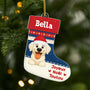 6573OFR1 ornement acrylique personnalise chaussette de noel chien joyeux ouafel 6573otqac