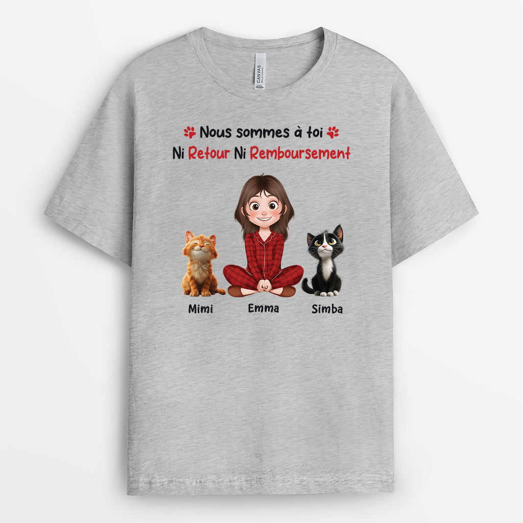 6574AFR2 t shirt personnalise chat nous sommes a toi 6574a3tcd